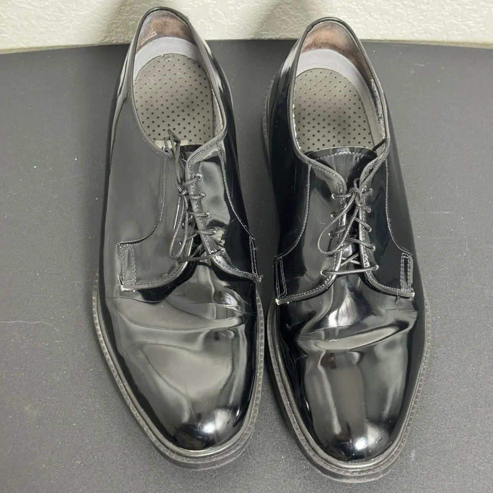 Capps Derby Shoes Mens Black Patent Leather Air-Lite Uniform Dress Shoes